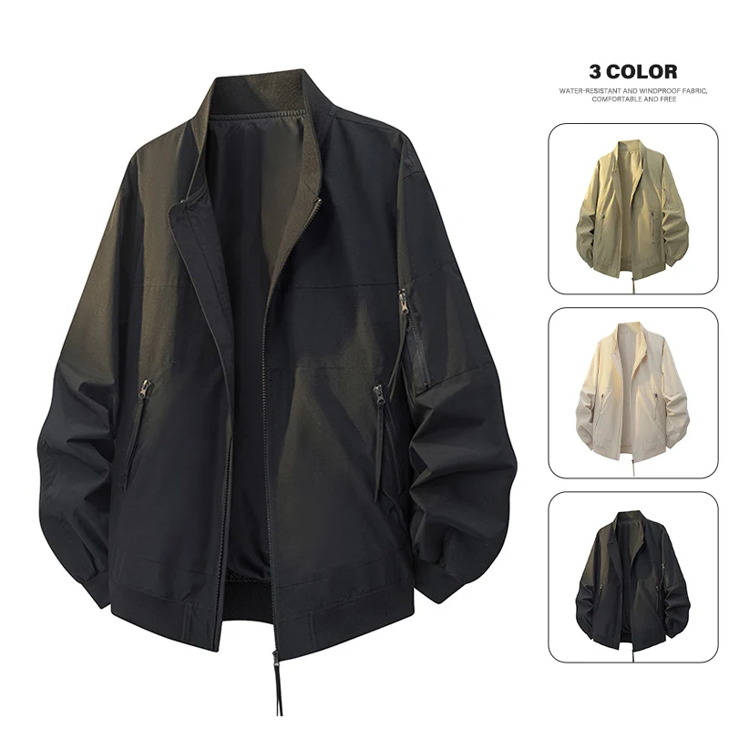 

ex Baseball Sle Outdoor Jaet Windproof Water-resistant Spring Autumn Zipper Closure Long Sve Polyester Fiber