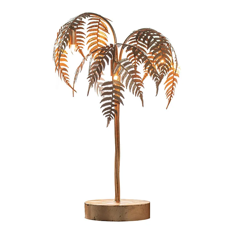 

Modern Nordic Design Decoration Bedroom Living Room Table Light Home Vintage Candelabra Led Gold Palm Tree Desk Lamp