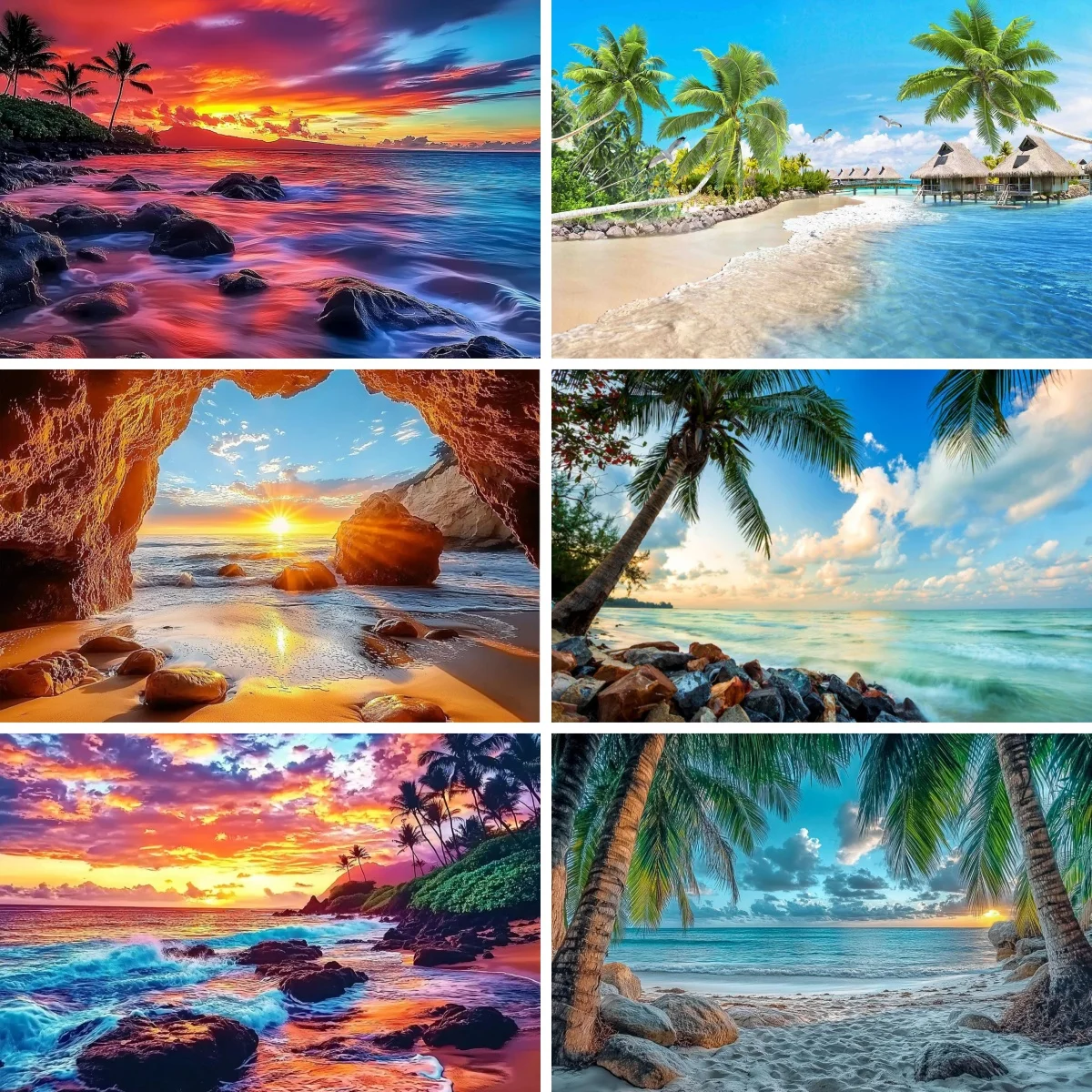 

Diamond Embroidery Art Tropical Summer Vacation Vibes Palm Tree Ocean Sunset 5d Diy Full Square Mosaic Daimond Painting Gifts