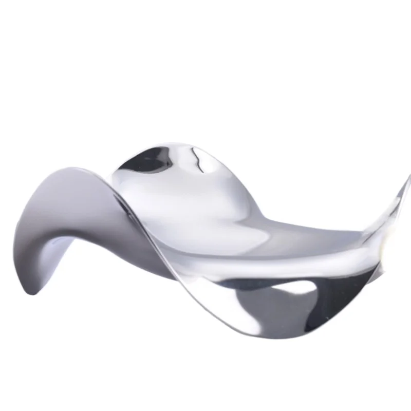 Stainless steel waves, fruit plate sales office model room, living room coffee table soft decoration, storage tray curve plate