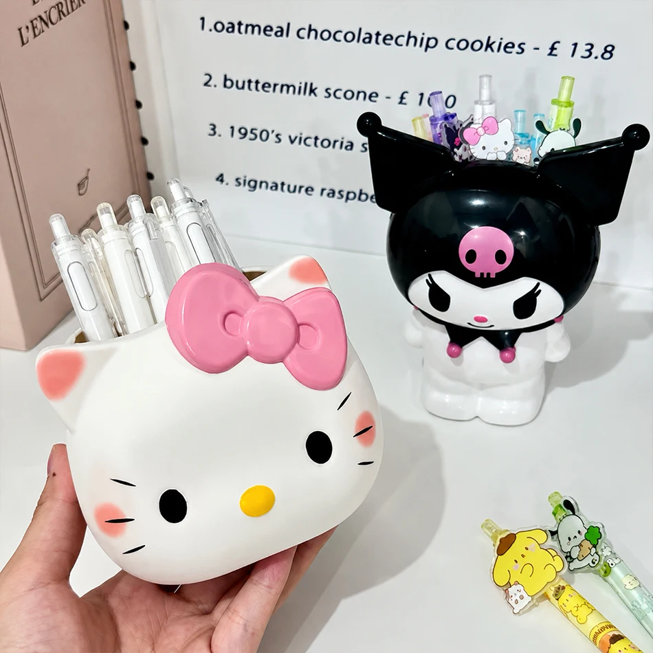 Hello Kitty Sanrio My Melody Cute Pen Container Makeup Brush Holder Desktop Storage Box Dormitory Room Organizer Birthday Gifts