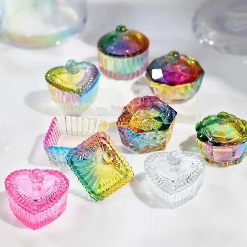 M4YA -Nägel Kunstglas Dappenschale Kristallglasspezier Nägel Kunst Dappenschale mit blödherzigen Nagelflüssigkeiten Kristall