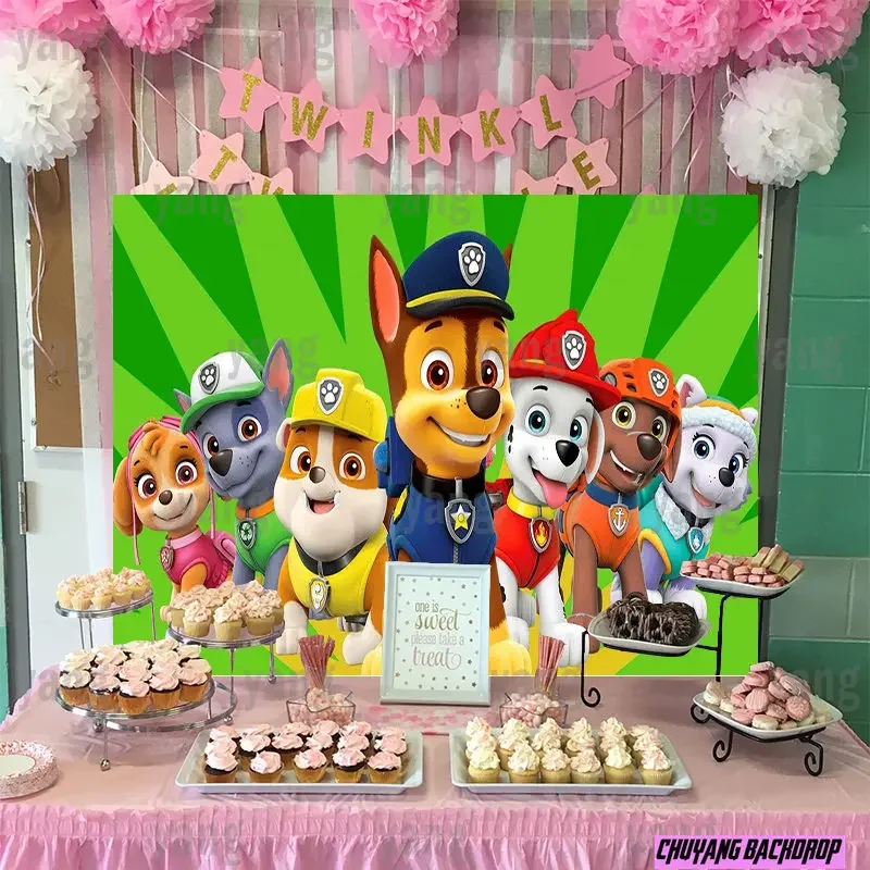 Repair Rescue Dog Rocky Marshall Skye Dogs Paw Patrol Chase Backdrop Boys Girls Birthday Party Baby Shower Background Banner