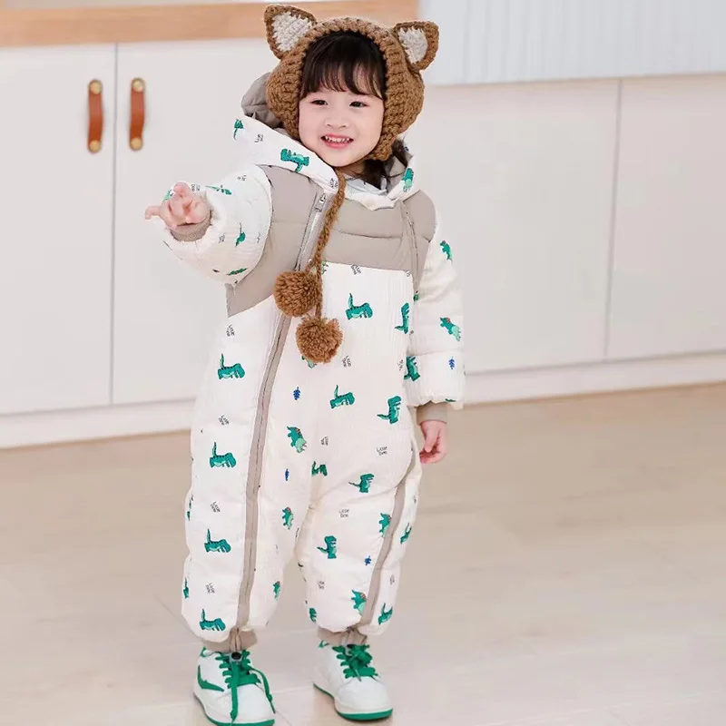 IYEAL Winter Baby Plus Velvet Thickening Outerwear Newborn Boy Girl Warm Cotton Rompers Hooded Jumpsuit Windproof Snowsuit