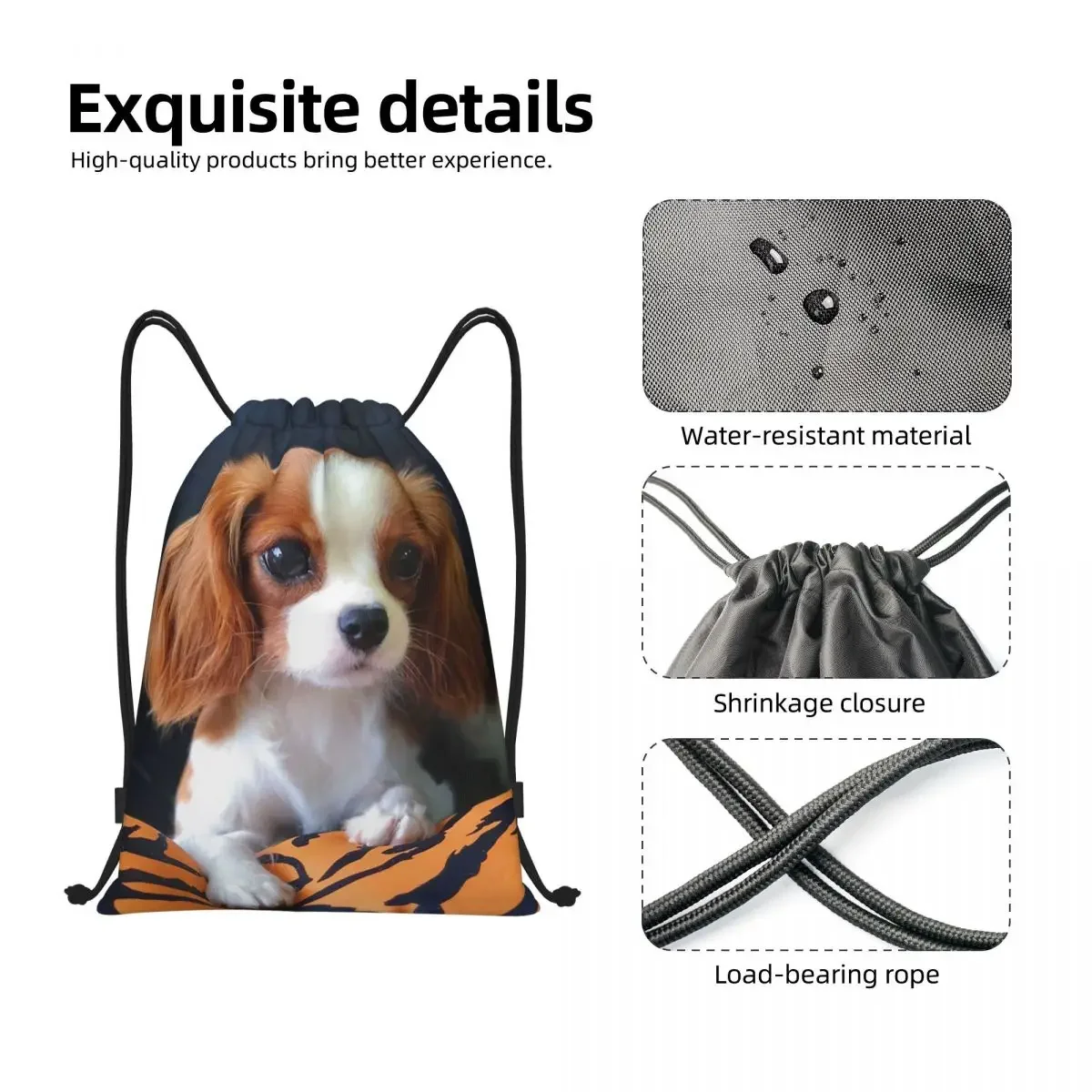 Cute Little Cavalier King Charles Spaniel borse con coulisse per l'allenamento zaini da Yoga donna uomo Pet Dog sport Gym Sackpack