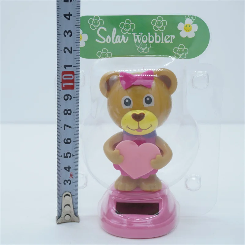 Amor dos desenhos animados urso brinquedo solar criativo engraçado balançando cabeça dança animal urso boneca solar carro decoração de mesa ornamento crianças presente