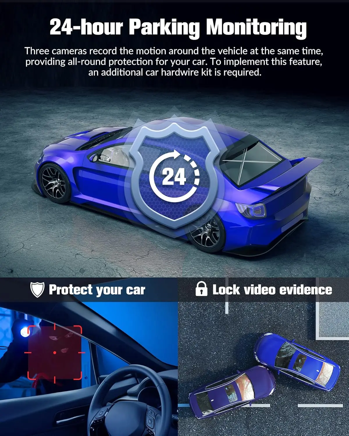 Dash Camera for Cars,4K Full UHD Car Camera Front Rear with 32GB Card,Built-in Super Night Vision,2.0'' IPS Screen,170°Wide Angl