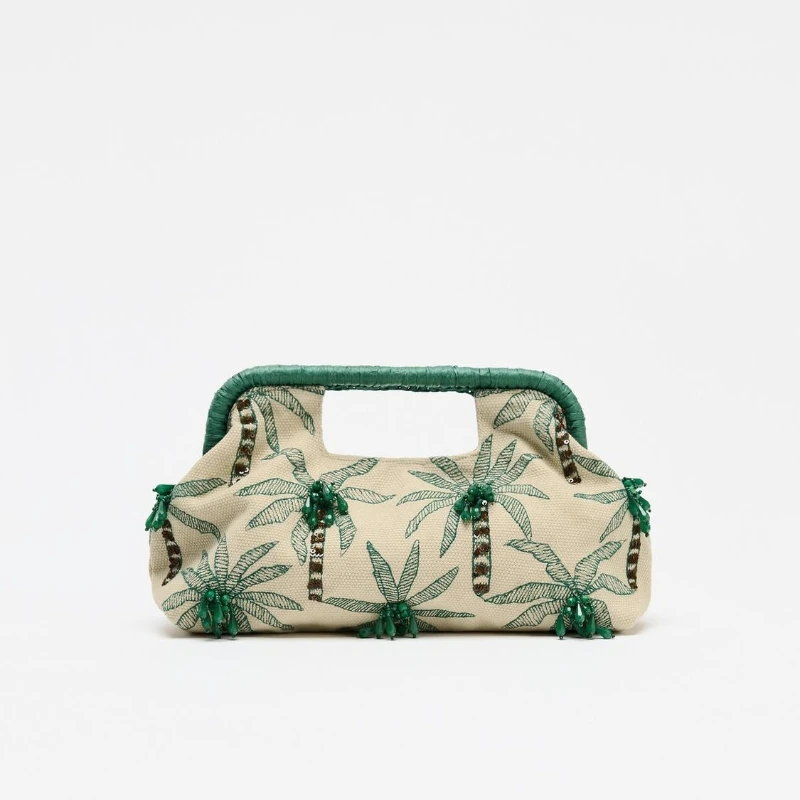

BEADED DETAIL CLUTCH, Envelope Clutchs Tree Embroidered, Luxury Designer Handbags with Removable Chain Crossbody Strap