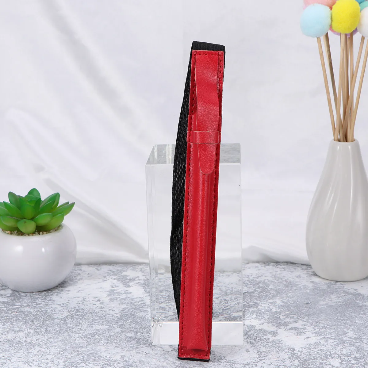 Capacitive Stylus Pen Cover Red Premium PU Protective Case Elastic Holder Travel Storage Pencil Capacitive Stylus