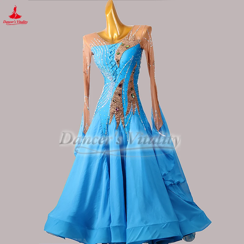 The Professional Attire for Social Dance Championship Includes Chest Pads and One-piece Leggings Adult Women Waltz Clothe Custom