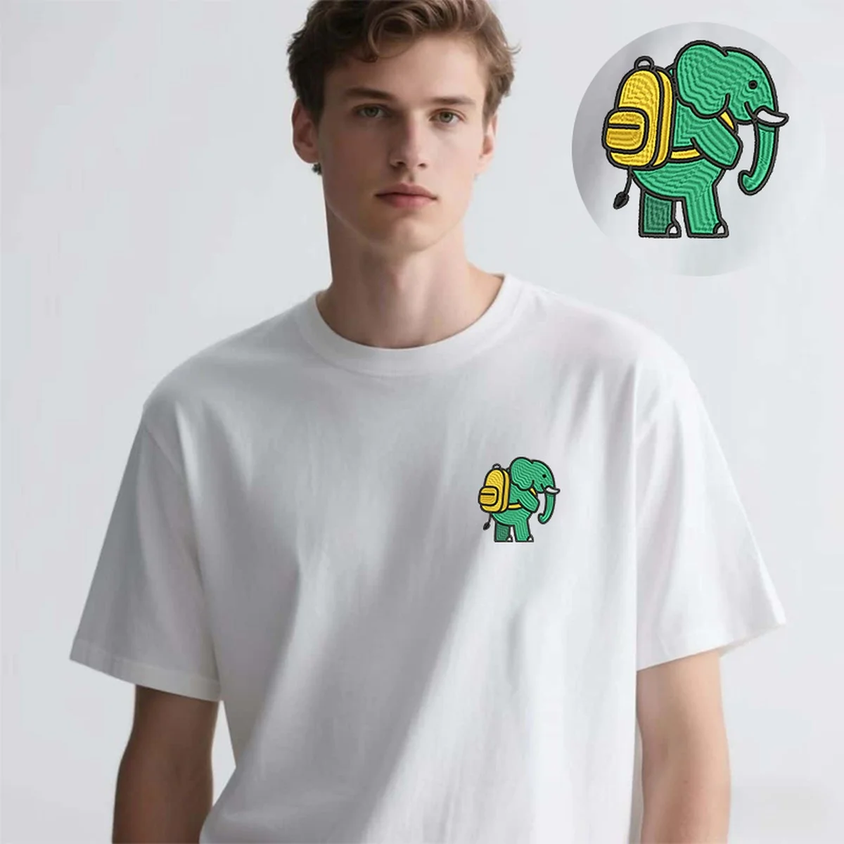 

Whimsy Men Women T-Shirt Y2K Style Embroidery Luxury Cotton Top Tees Cozy Embroideried Elephant Art Outings Nice T-Shirts