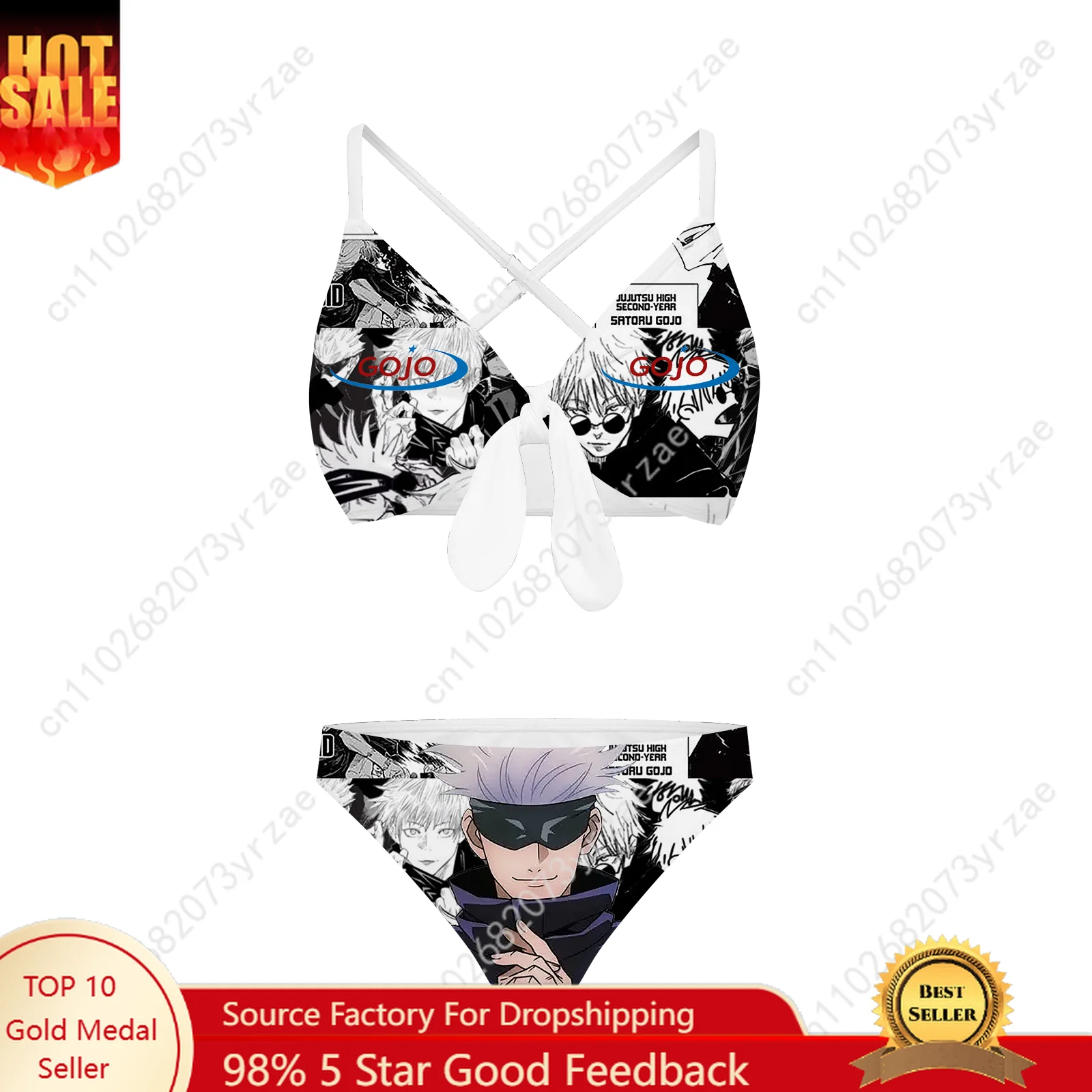 

Satoru Gojo Beachwear Cross Strap Suspenders Swimsuits Womens Personalized Bikini Pool Party Beach Swimwear Custom Bathing Suits