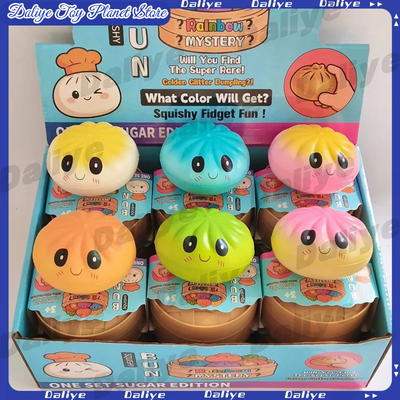 

Stress Relief Toy Alien Squishy Pu Slow Rebound Steamed Bun Simulation Food Mystery Box With Steamer Container For Adult Gift
