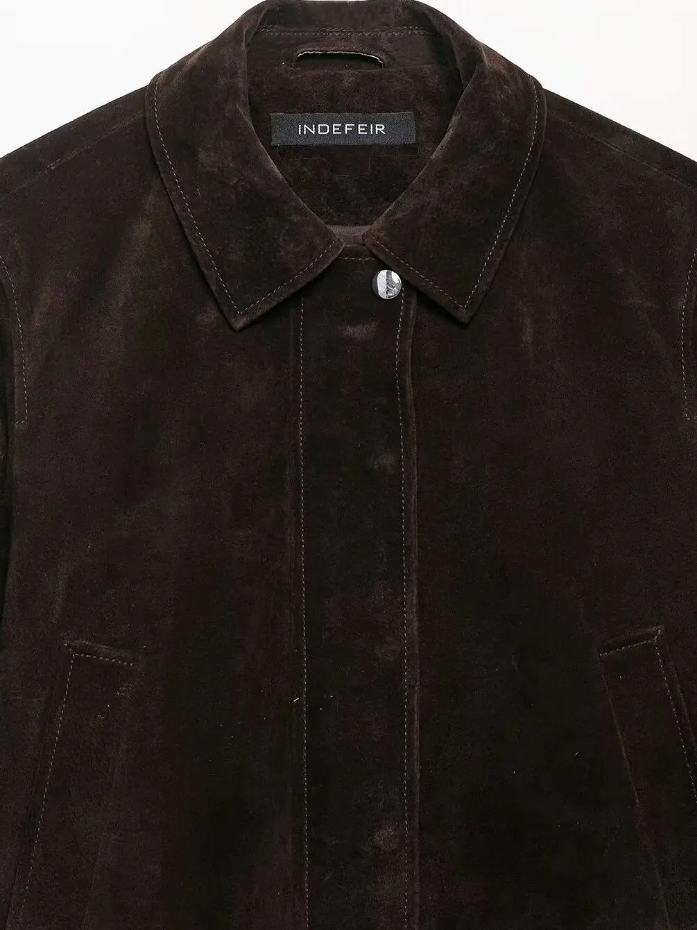 Mujer Retro Hong Kong Sle Cuello Piel sintética ort Jaet Casual Top Pilot Coat Material de terciopelo suave Botón largo Sve Cl...