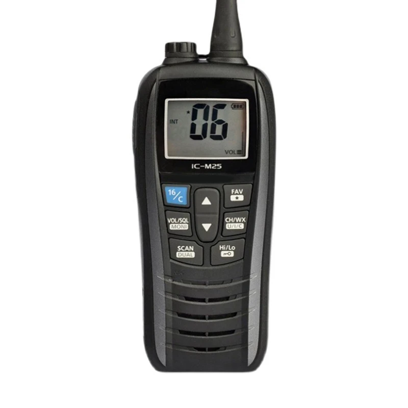 IC-M25 VHF Marine Radio Waterproof Handheld Transceiver Floats In Water, IPX7, Two-Way Intercom For Sea Vessels