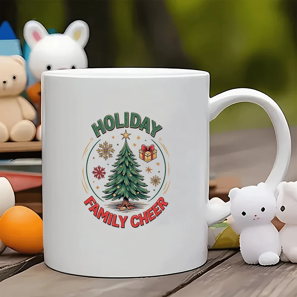 

11oz Mug + Christmas Tree Sticker + Family Joy Christmas Gift Kids Cup Family Office Coffee Cup