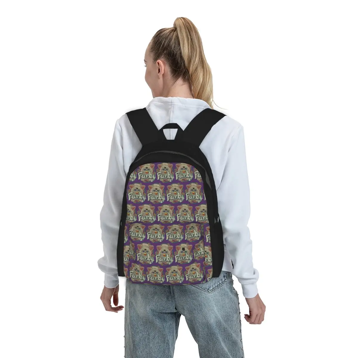 

Snowball Furby 1998 Backpack Boys Girls BookBag Children School Bag Computer Shoulder Bags for Men Women