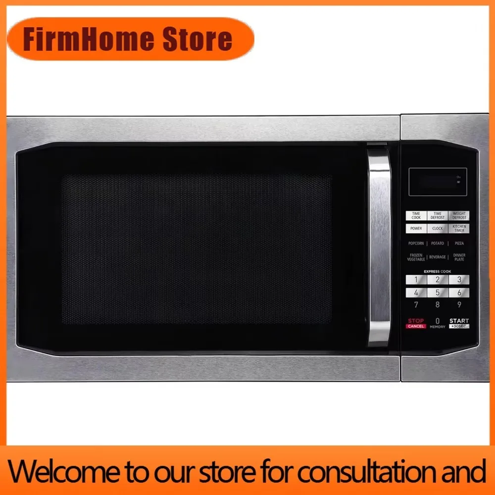 FirmHome Store1100 Watts Microwave, 1.6 Cubic Feet Stainless Steel Digital Programmable Countertop Microwave
