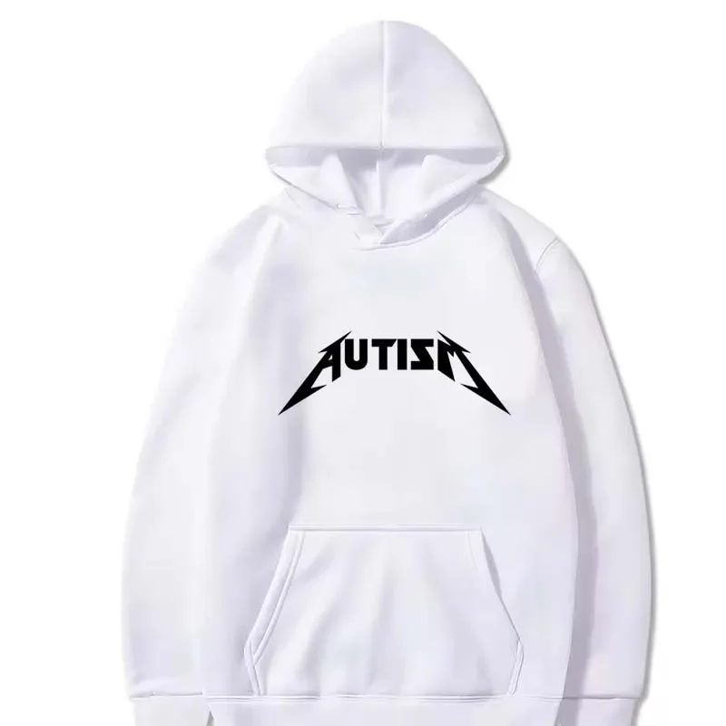 Autism Metal Rock Meme Hoodie Top Men Women Fashion Hip Hop Fleece Hoodie Oversized Pullover Winter Sport Sweatshirt for Men