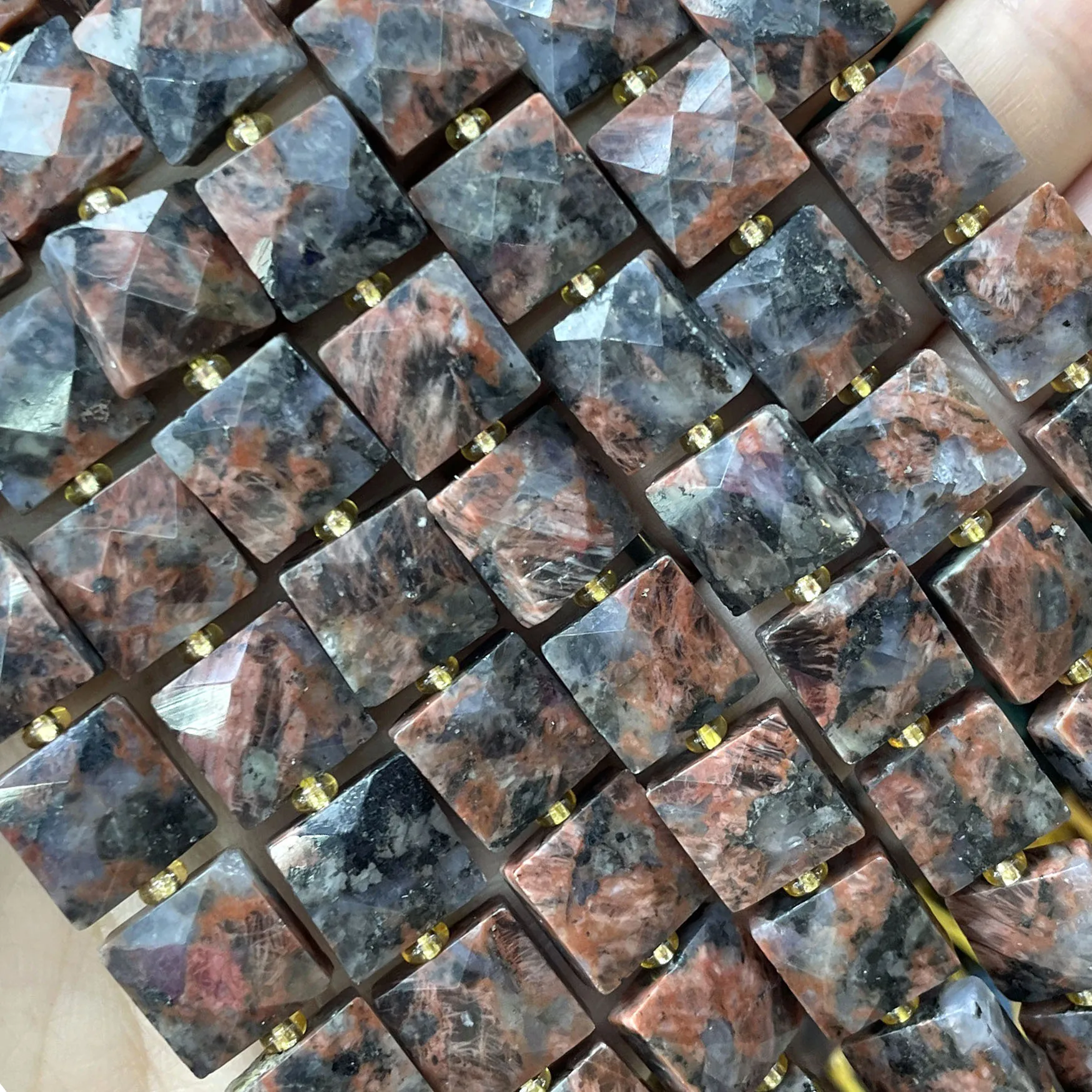 10 mm facettierte quadratische bunte Picasso-Jaspis-Abstandsperlen aus Naturstein für die Schmuckherstellung, DIY-Armband, Halskette, Zubehör – Detail 15