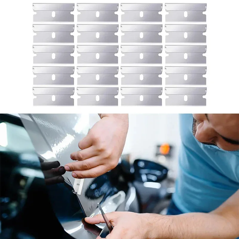 100 stücke Rasierklingen Schaber Metall Glas Kleber Reiniger Entferner Ersatz Cutter Klingen Carbon Stahl Klinge Auto Tönung Werkzeug ﻿