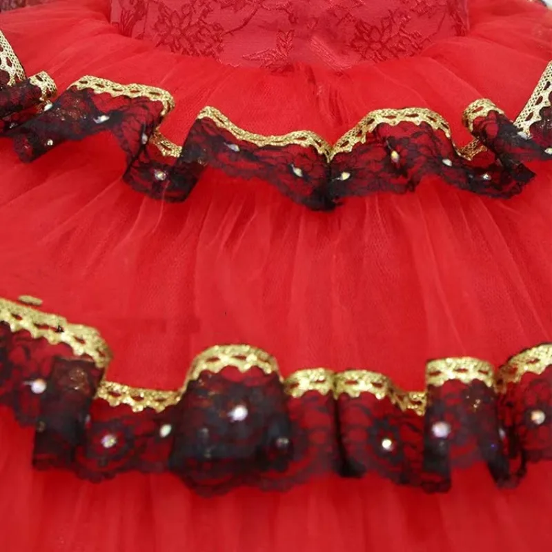 Traje de balé esmeralda infantil, saia tutu, saia inchada de balé para meninas, vestido de chiffon, roupa de performance