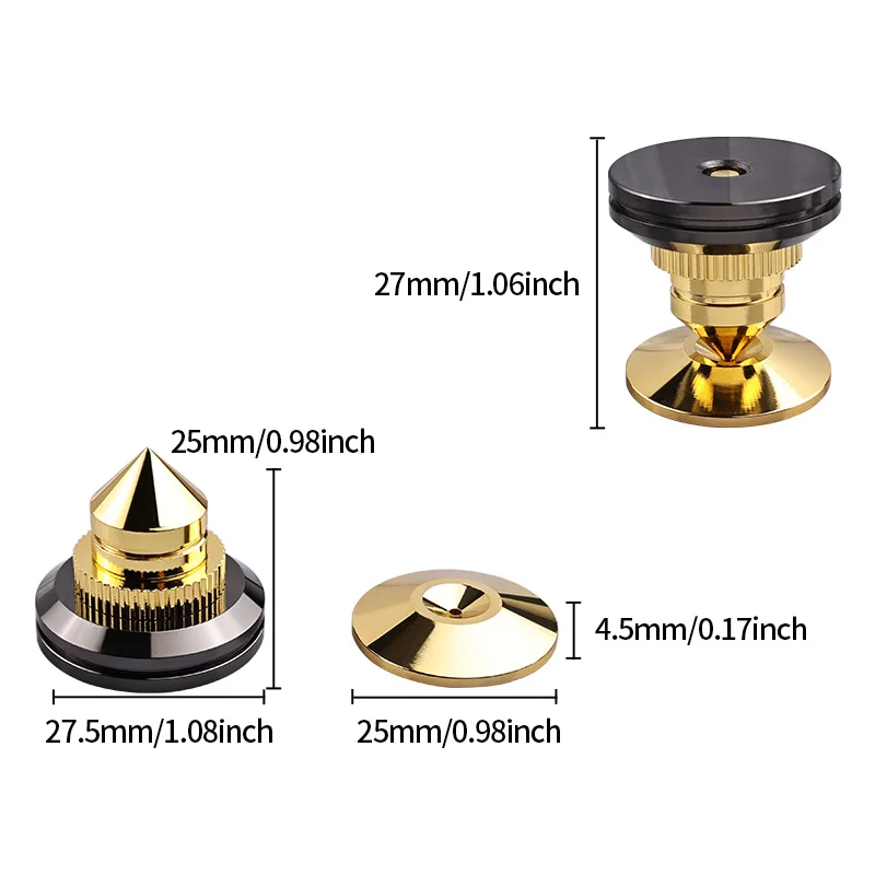 YYTCG 4PCS Speakers Stand Foot Spikes Mount Loudspeaker Box Nails Pads Shockproof