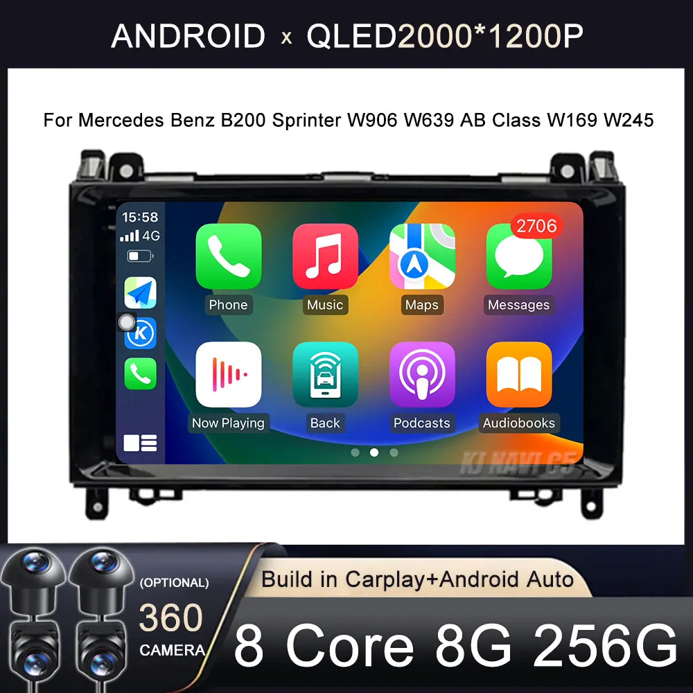 

Android 14 Car Radio for Mercedes Benz B200 Sprinter W906 W639 AB Class W169 W245 Viano Vito Multimedia Player Stereo DSP