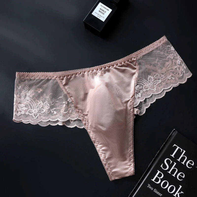 Men Sexy Briefs Lace Mesh Transparent Panties U Convex Pouch Sissy Underwear Ultra-Thin Elastic Quick-Drying Bikini Underpants