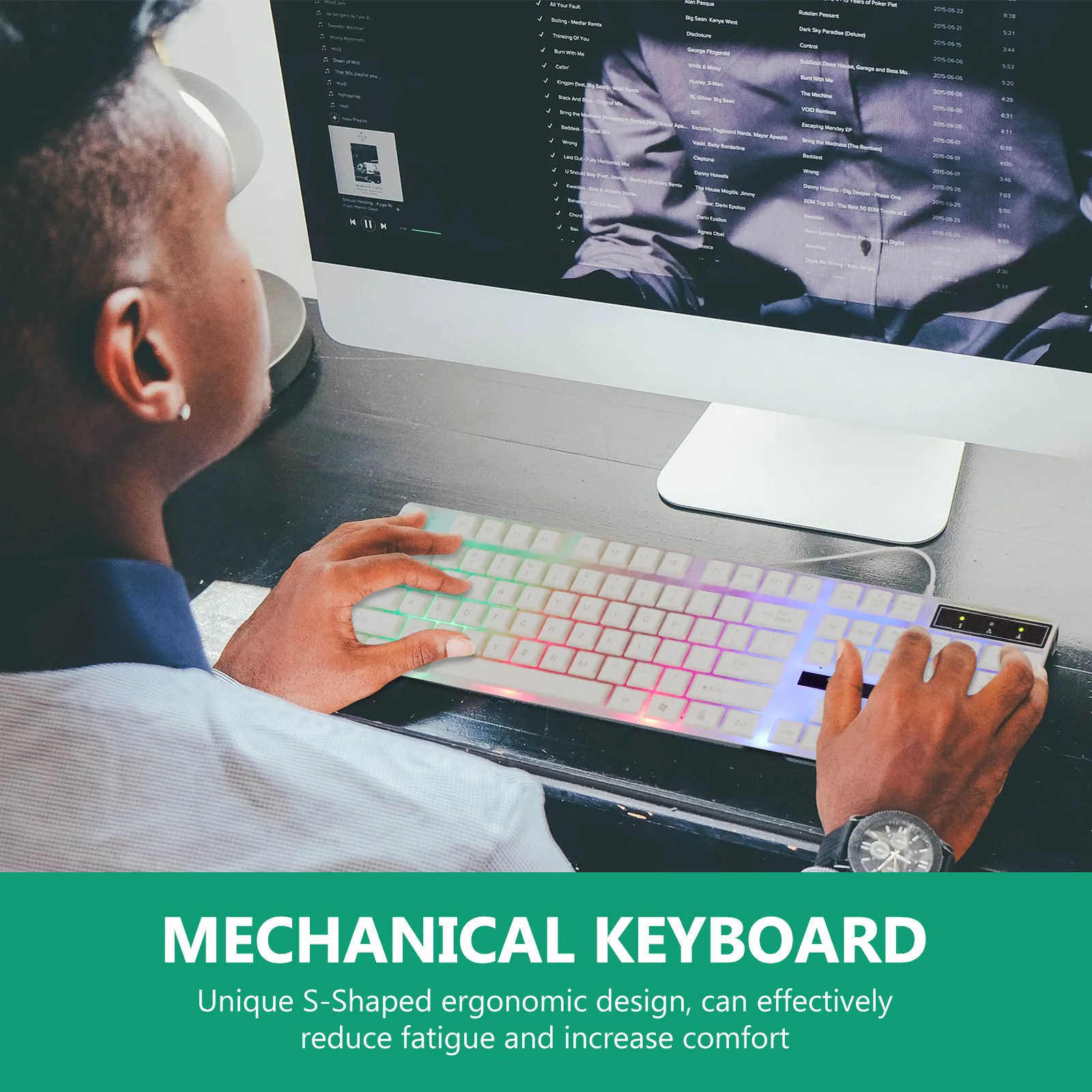 

Проводная игровая механическая клавиатура с RGB-подсветкой, эргономичная водонепроницаемая USB-мышь для геймера, дизайн дренажных отверстий, противоскользящая