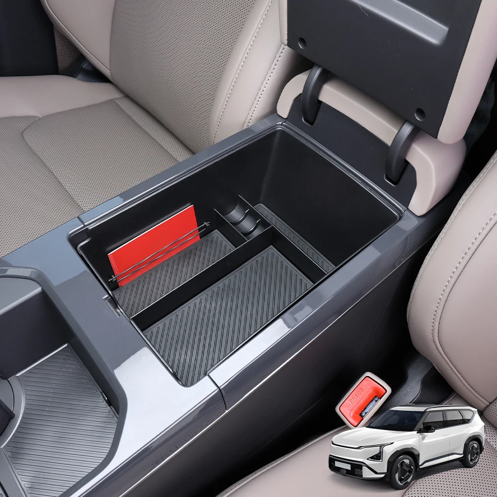 

For Kia EV5 Car Tuning Special Center Storage Box Console Armrest Organizer Water Cup Double Layer Storage Box Accessories