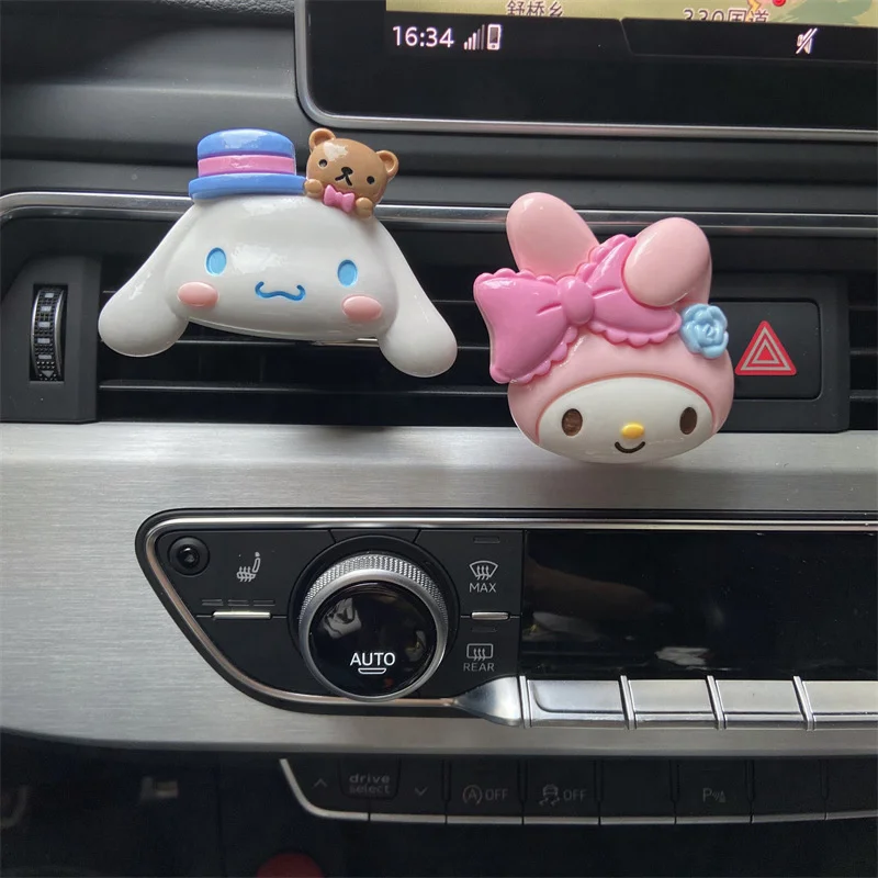 Kawaii sanrios kuromi entlüftung sclip auto lufter frischer anime cinna moroll auto zubehör dekor parfüm diffusor ostern geschenk