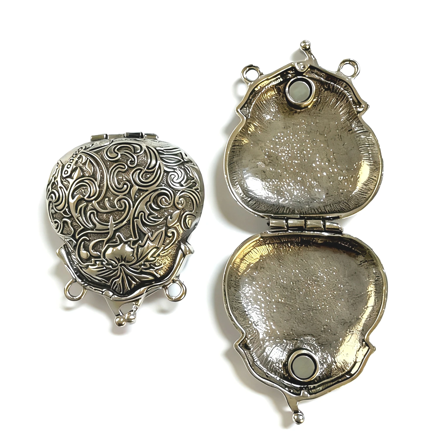 1pc 43x53mm,hole:2.5mm Tibetan silver two holes flower locket charm G1708