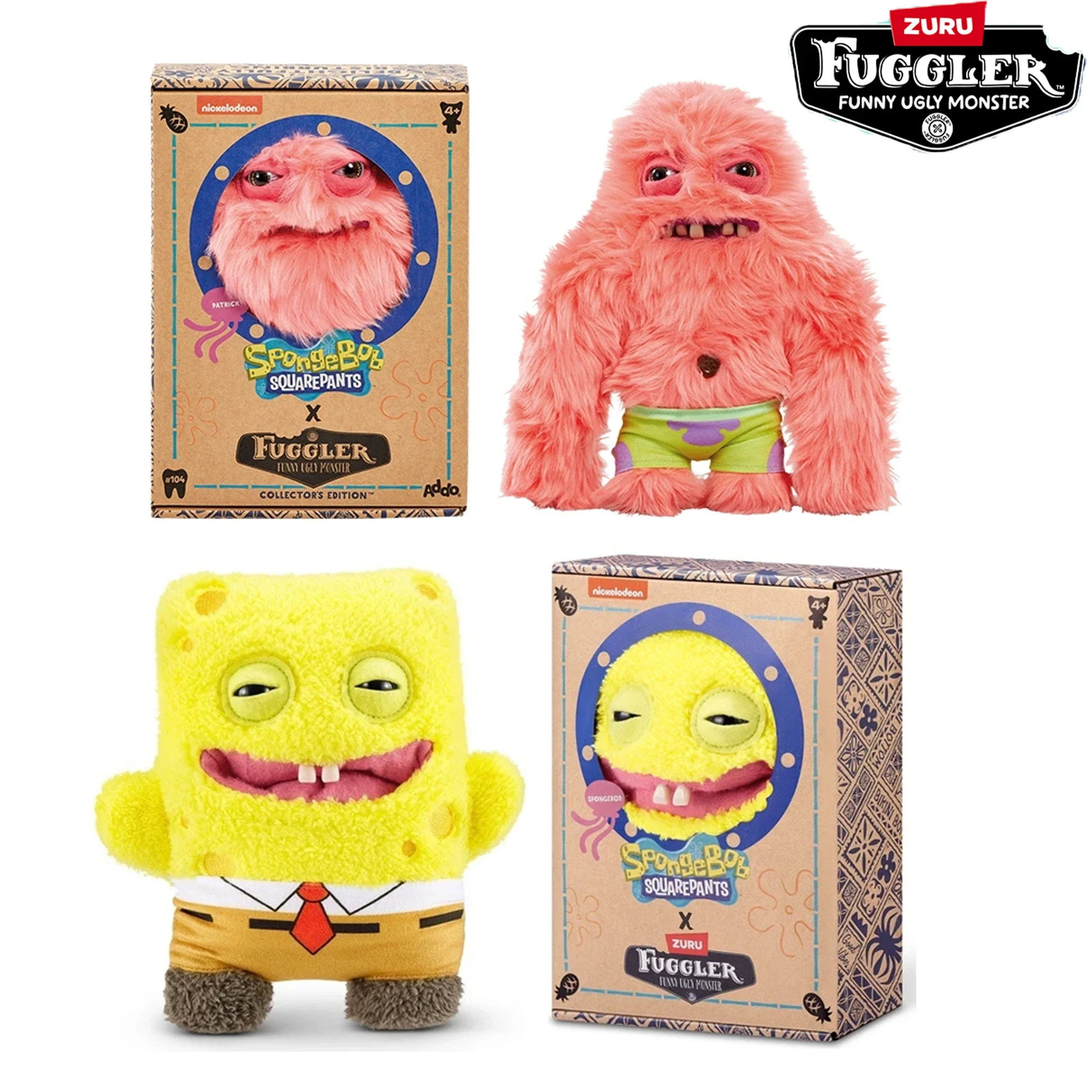 Peluches originales Fuggler Ugly Monster Tooth Spongebob Squarepants, jouets en peluche, cadeau anime, peluches Ugly Monster, 22 cm, poupées décoratives