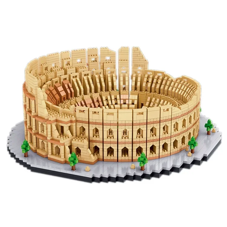 Hot Famous Building Roman Colosseum 3D Model Building Blocks Brick DIY City Attractions Children\'s Educational Toys Adult Gift