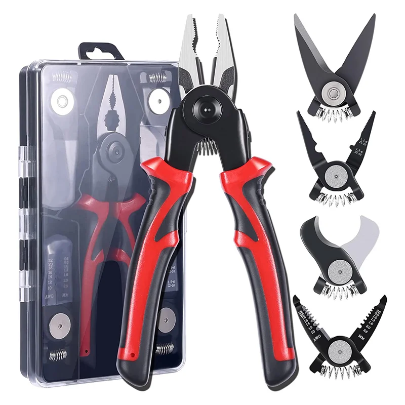 5-PCS Plier Tool Set, 5 in 1 Versatile Tool Kit, with Linesman Plier, Wire Stripper, Crimping Tools, Sheet Metal Shear