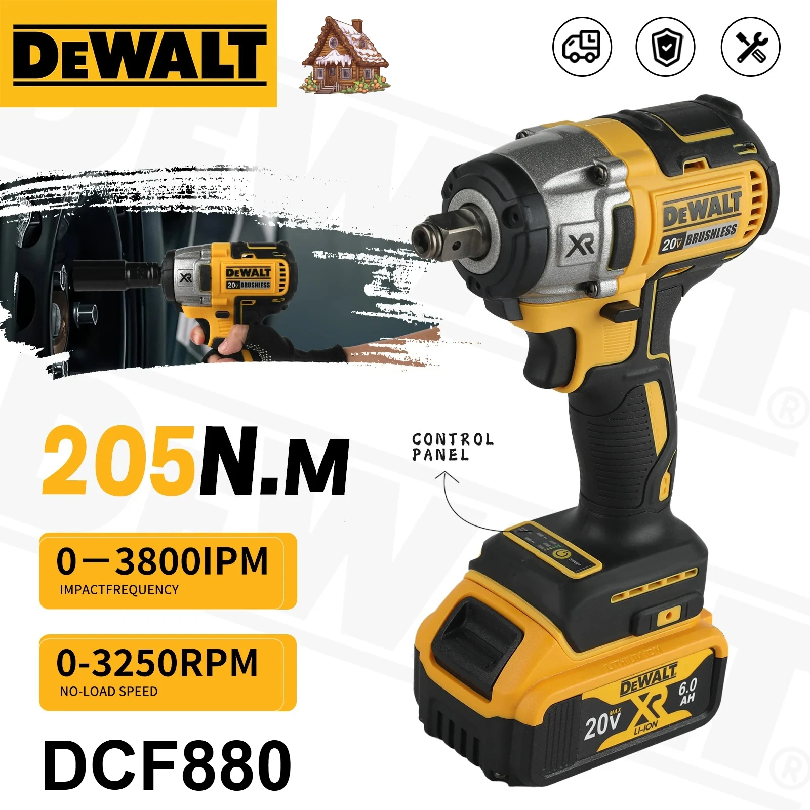 

Dewalt DCF880 Brushless Impact Wrench 20V Lithium Battery Detachable Tire High Torque High Speed Powerful Disassembly Tool