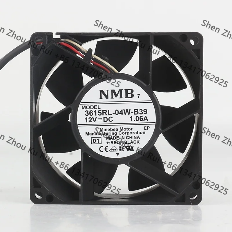 

9CM Original NMB DC 12V 1.06A AC EC 9038 Bearing frequency converter three-wire 90X90X38MM 3615RL-04W-B39 Cooling Fan