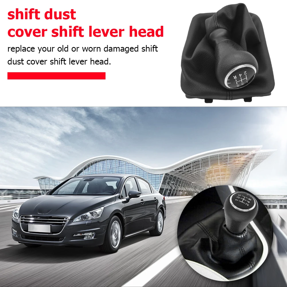 For Peugeot 206 207 307 Citroen C3/C4/C5 PU 5 Speed Gear Shift Knob Shifter Lever Stick Gaiter Boot Cover Car Accessories