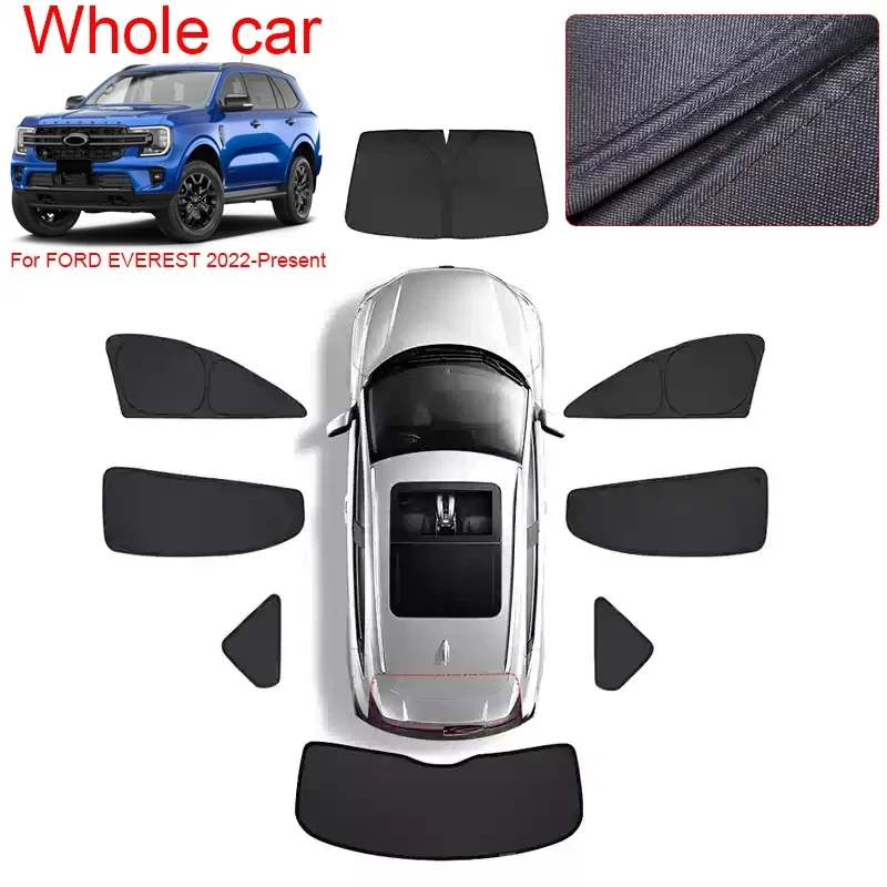 For FORD EVEREST RANGER 2021-2026 Car Black Windows Privacy Sunshade Anti-UV Heat Insulation Protect Cover Interior Accessories