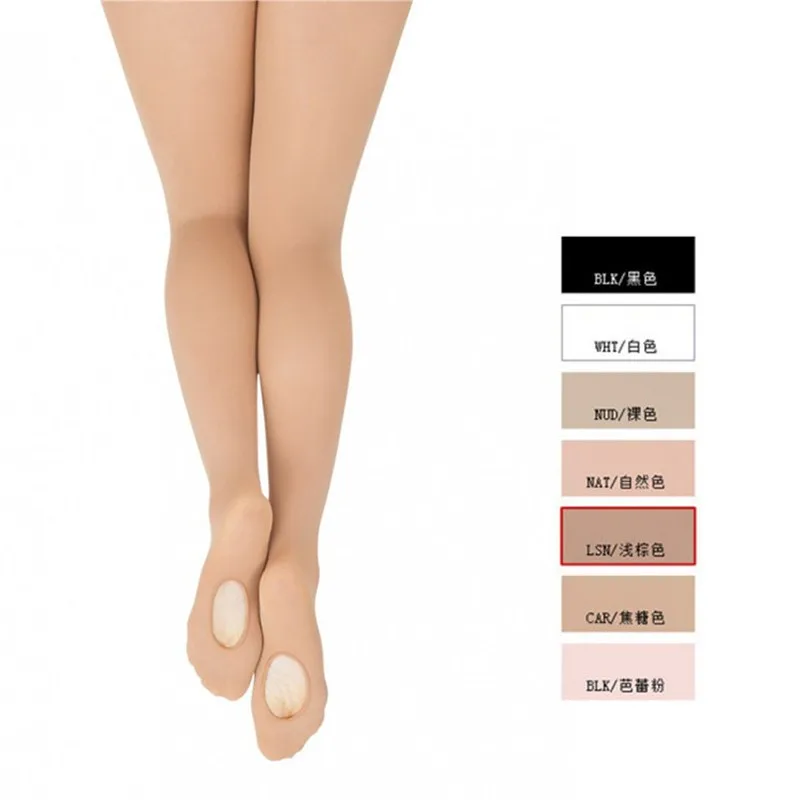 Vendita calda di alta qualità donna adulti Nylon Spandex rosa marrone chiaro collant balletto con foro