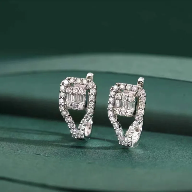 Trendy real diamond earrings fashion earrings 18K gold natural diamond earrings rock sugar ear shoot manufacturers