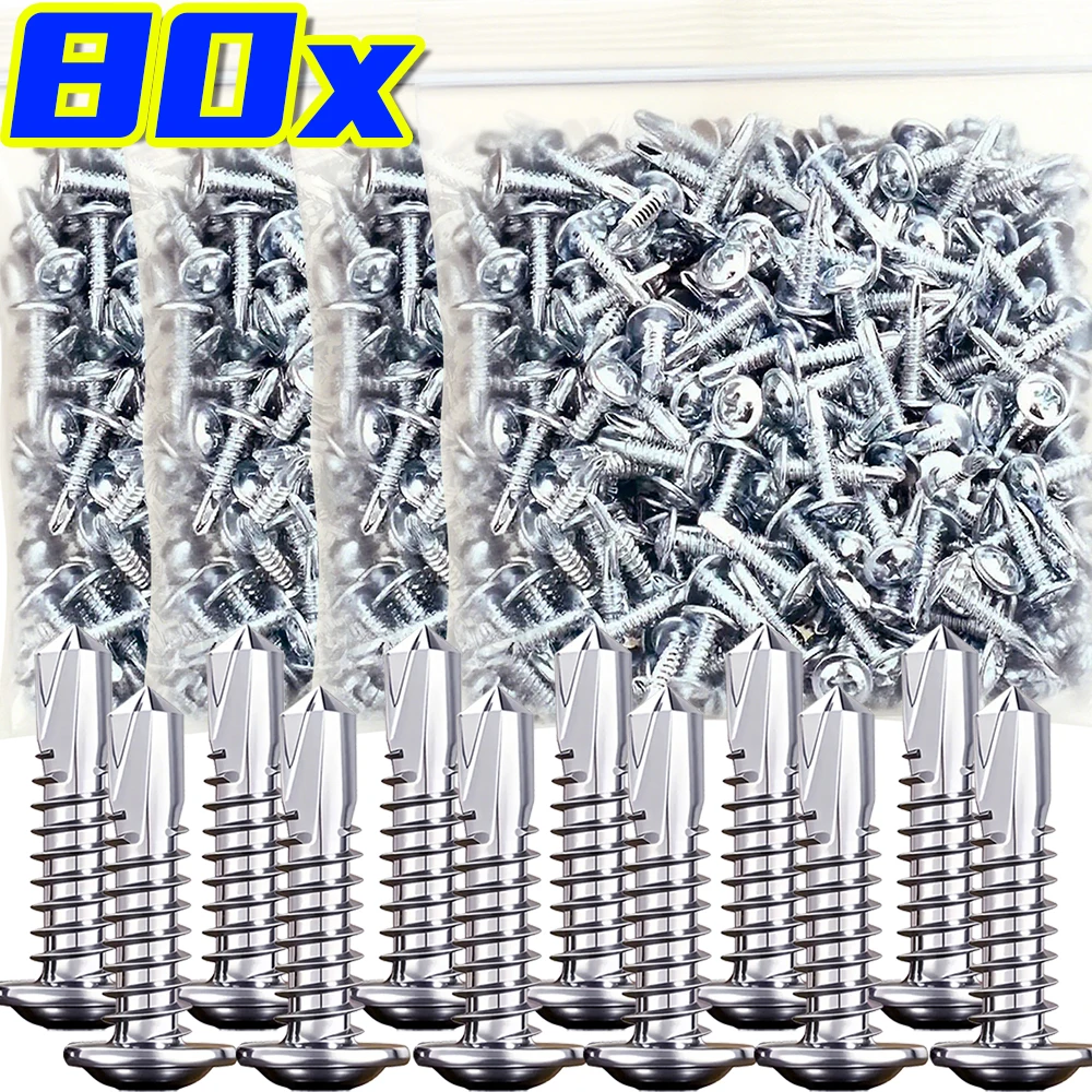 

80PCS Truss Head Self-Tapping Screws Stainless Steel Drill-Snail Fully Threaded Phillips Fastener Corrosion Resistant Hardware