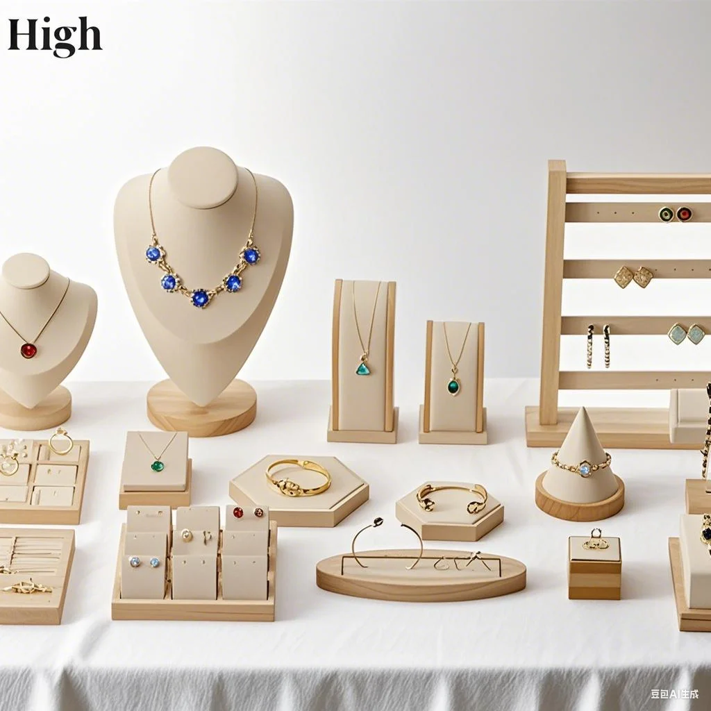

Bamboo and Wood with Microfiber Cloth Jewelry Display Stand Necklace Ring Display Stand Bracelet Earrings Display Jewelry Stand