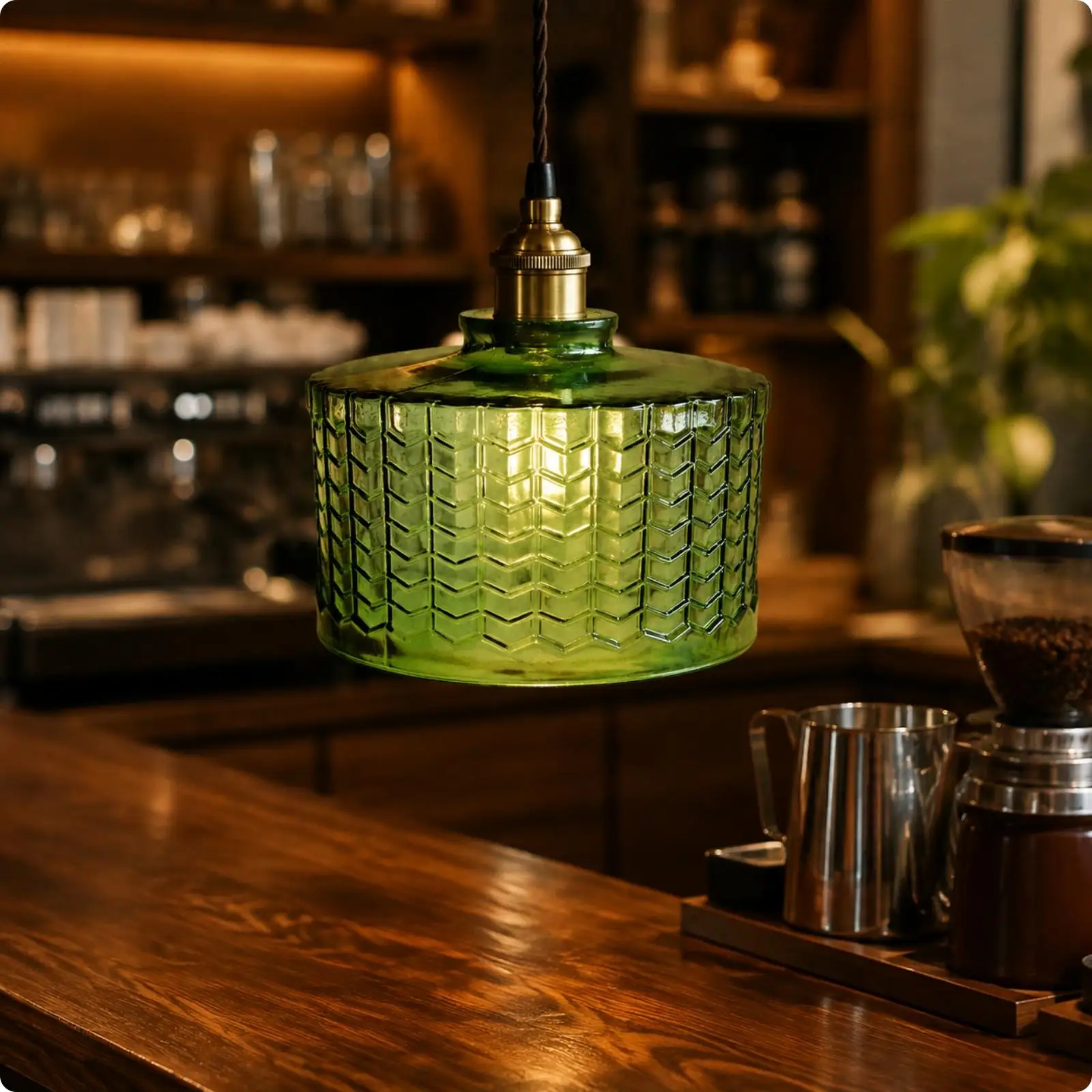 Glass Pendant-Lamp Shade with Zigzag Pattern Decorative Flared Glass Lamp Shade with Zigzag Pattern Glossy for Restaurant,