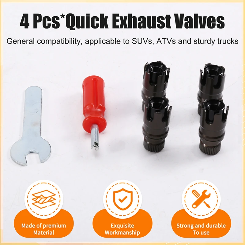Super Sale 4PCS Tire Pressure Adjustment Valves Rapid Air Deflation Valves for Enhances Tractions in Soft Sand Gray