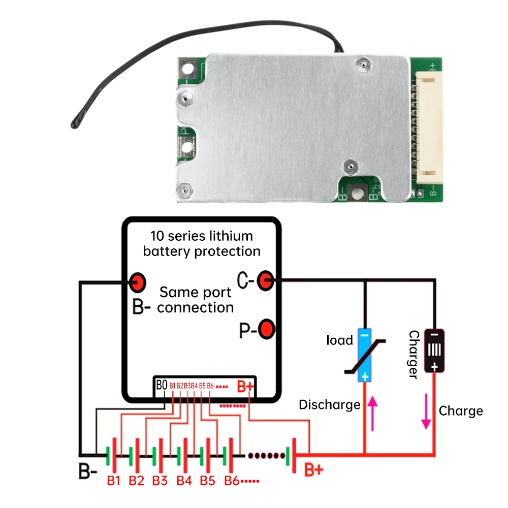 10S 36V 30A Lithium Battery Protection Board Same Port Split Port with Balanced Electric Vehicle Battery Protection Board BMS image 3