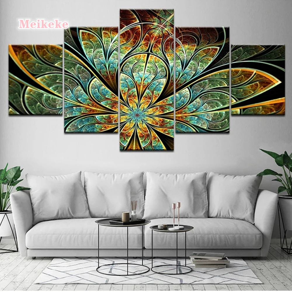 5 Pieces Abstract fireworks flowers diamond paintings 5D diy Full Square Round Drill mosaic diamond embroidery kit decor