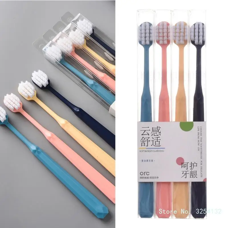 4Pieces Toothbrush Soft Gentle Family Hygiene Care Portable Adult Toothbrush