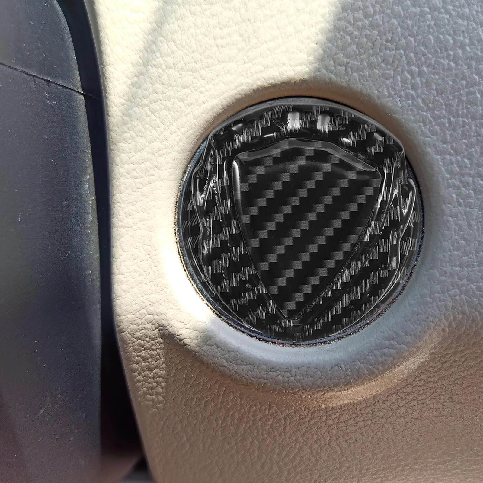 

Carbon Fiber Push Start Button Cover - Plastic Engine Start Stop Switch Protector for Car Ignition - Stylish Decorative Cap